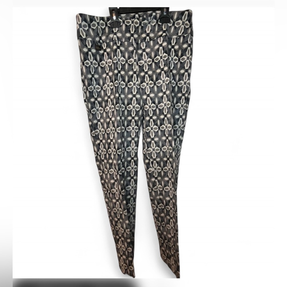 Lisette L Quebec Geometric Patterned pull on stretch ankle trousers Pants Sz 10